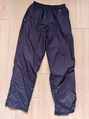 Vintage Y2K Nike Nylon Track Pants Size M Navy Blue Retro Windbreaker Joggers